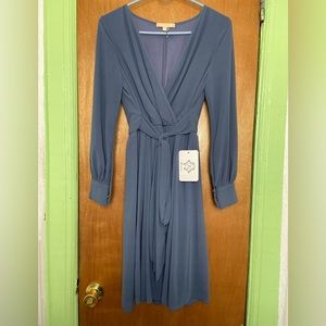 Rica rica blue chiffon long sleeves float dress